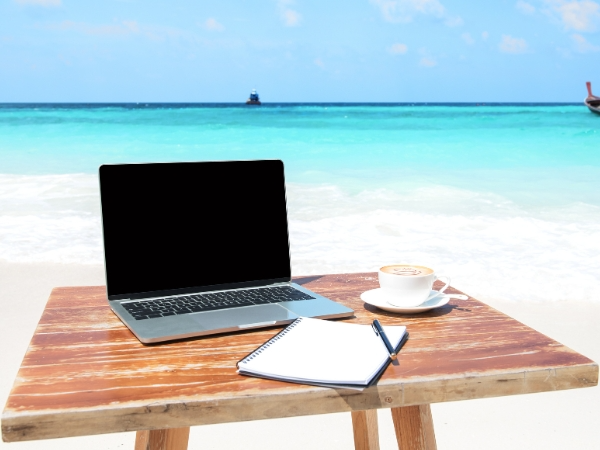 Laptop on a Beach